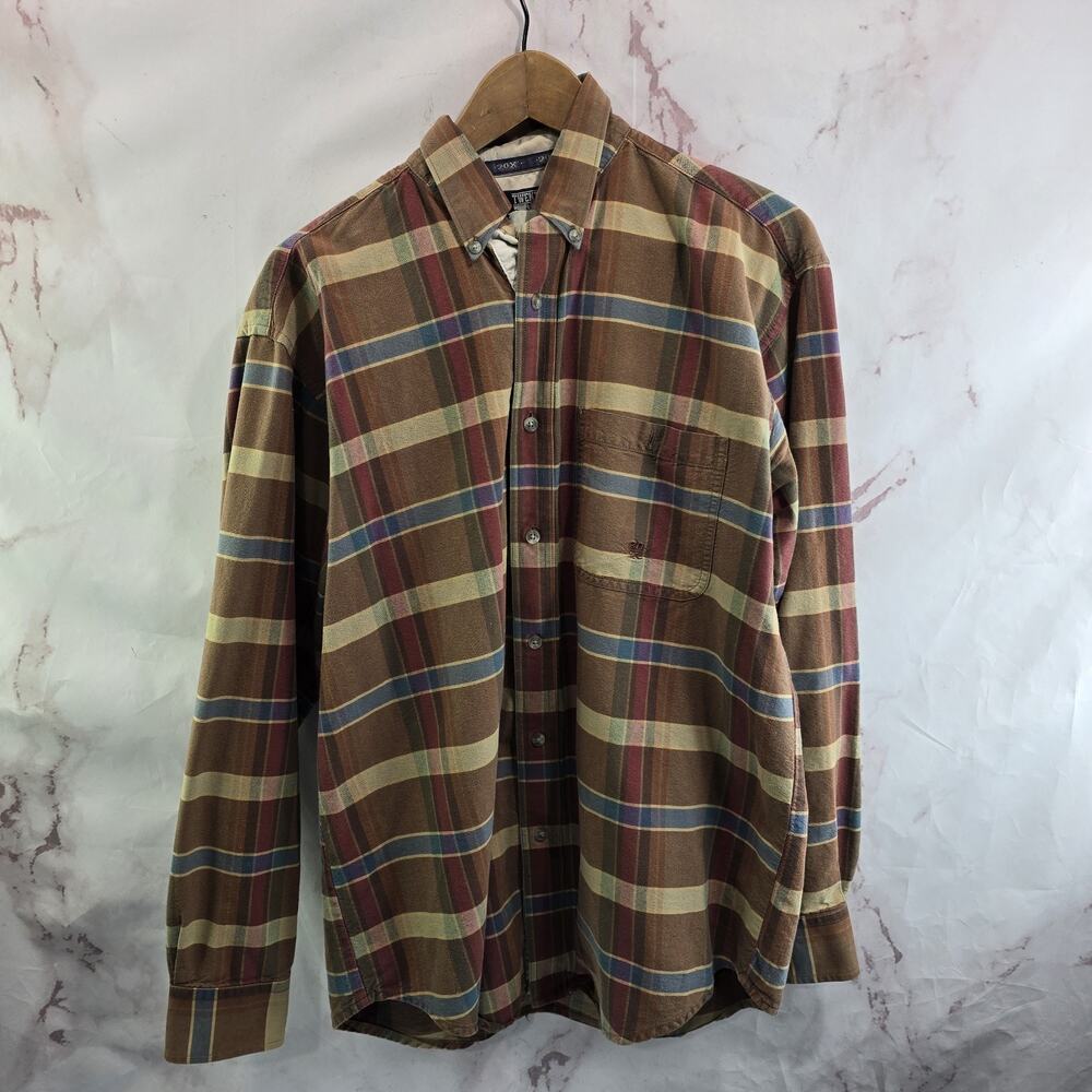 Wrangler Shirt Mens Large Brown 20X Button Down Western Cowboy Lightweight